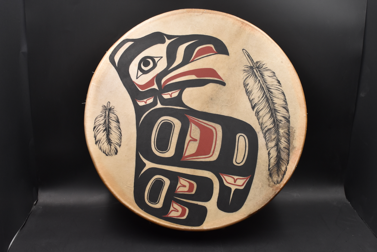 14" Raven with Feathers Drum